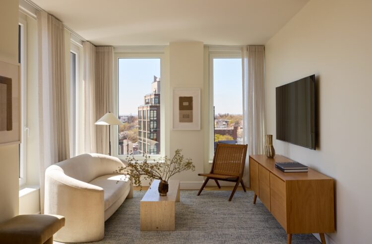 Living Room with modern furnishings at 420 Carroll's West Tower