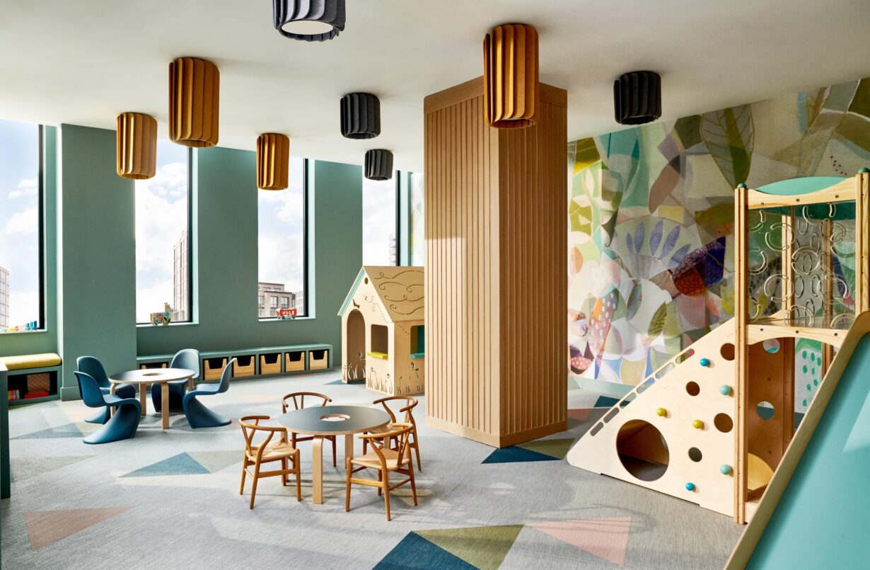 Childrens playroom with artfully designed space
