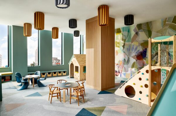 Childrens playroom with artfully designed space