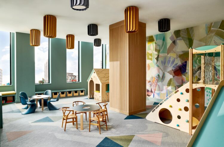 Childrens playroom with artfully designed space