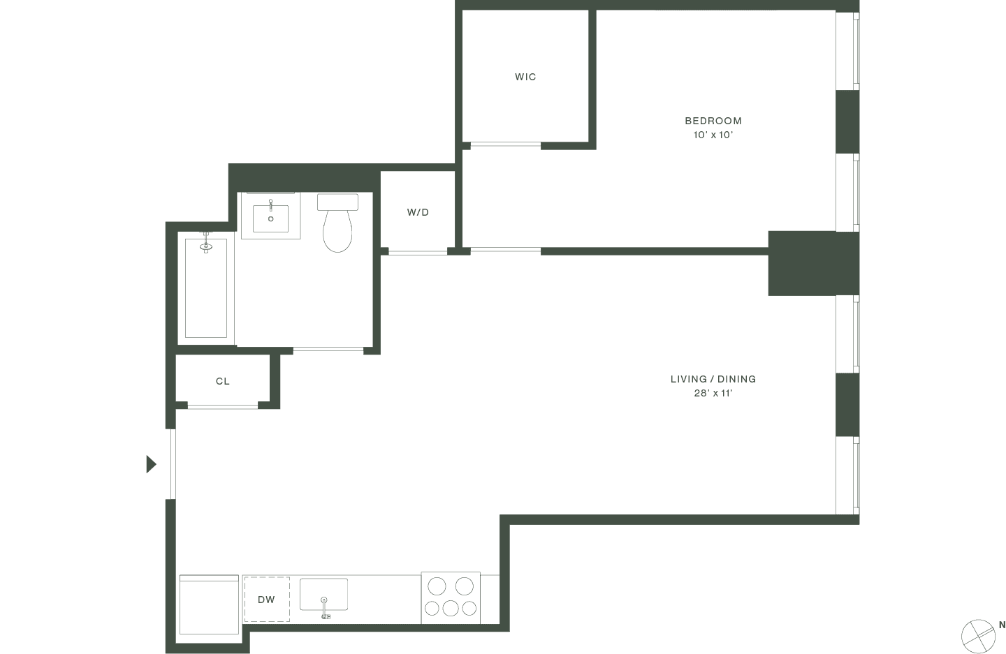 420 Carroll East Tower 17 Floorplan Floors 2-5 - Gowanus Brooklyn