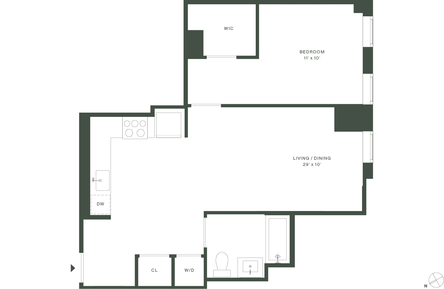 420 Carroll East Tower 20 Floorplan Floors 3-5 - Gowanus Brooklyn