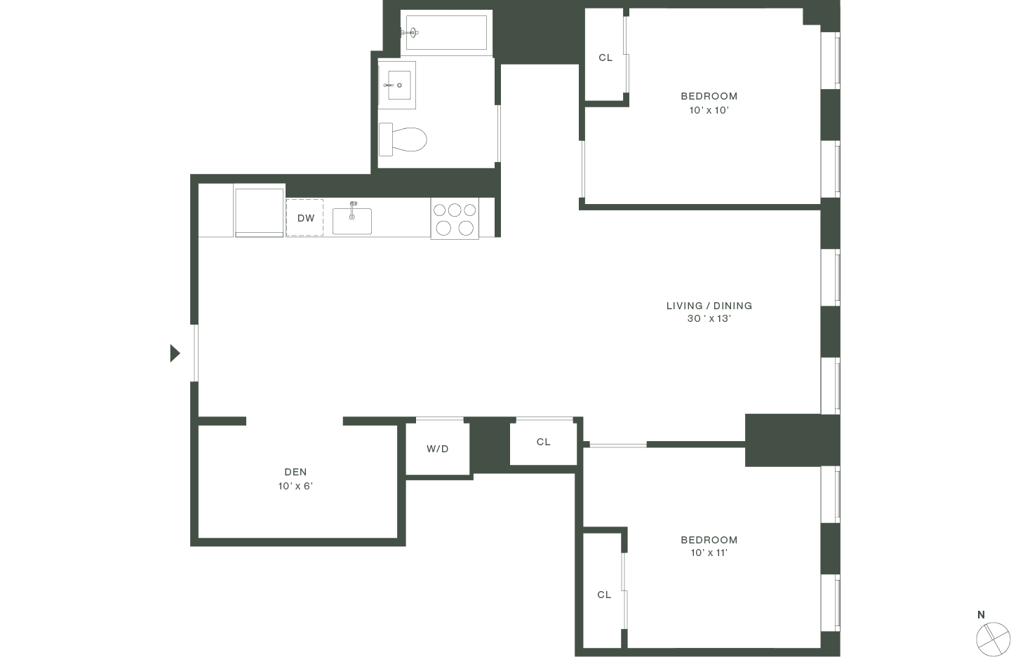 420 Carroll West Tower 1 Floorplan Floors 5-16 - Gowanus Brooklyn