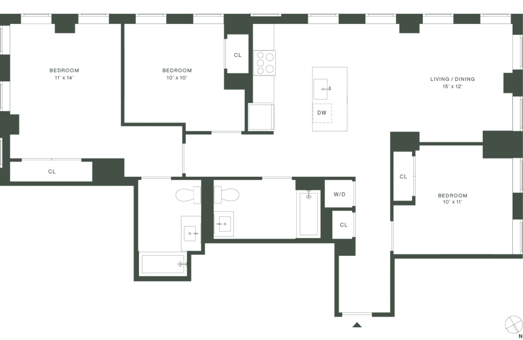 420 Carroll West Tower 2 Floorplan Floors 4-16 - Gowanus Brooklyn