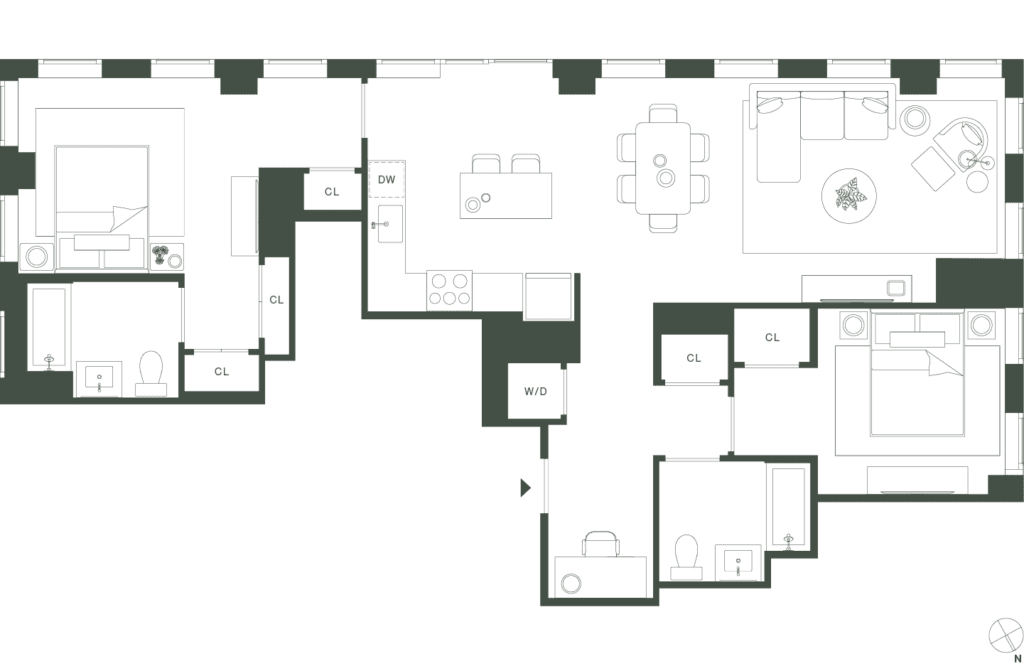 420 Carroll West Tower 1 Floorplan Floors 18-21 - Gowanus Brooklyn