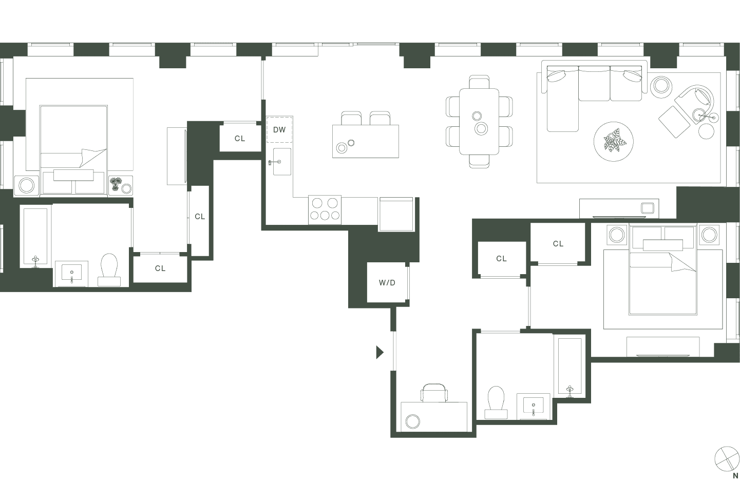 420 Carroll West Tower 1 Floorplan Floors 18-21 - Gowanus Brooklyn