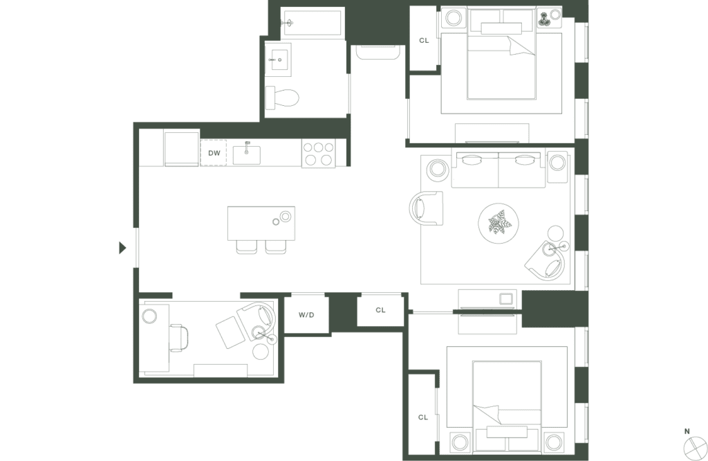 420 Carroll West Tower 1 Floorplan Floors 5-16 - Gowanus Brooklyn