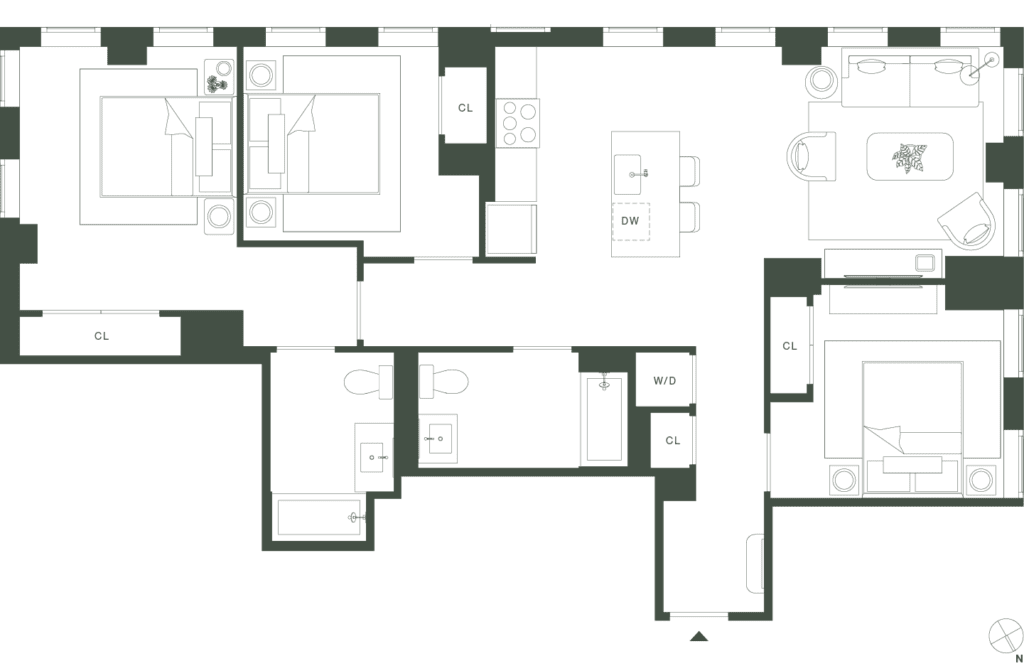 420 Carroll West Tower 2 Floorplan Floors 4-16 - Gowanus Brooklyn