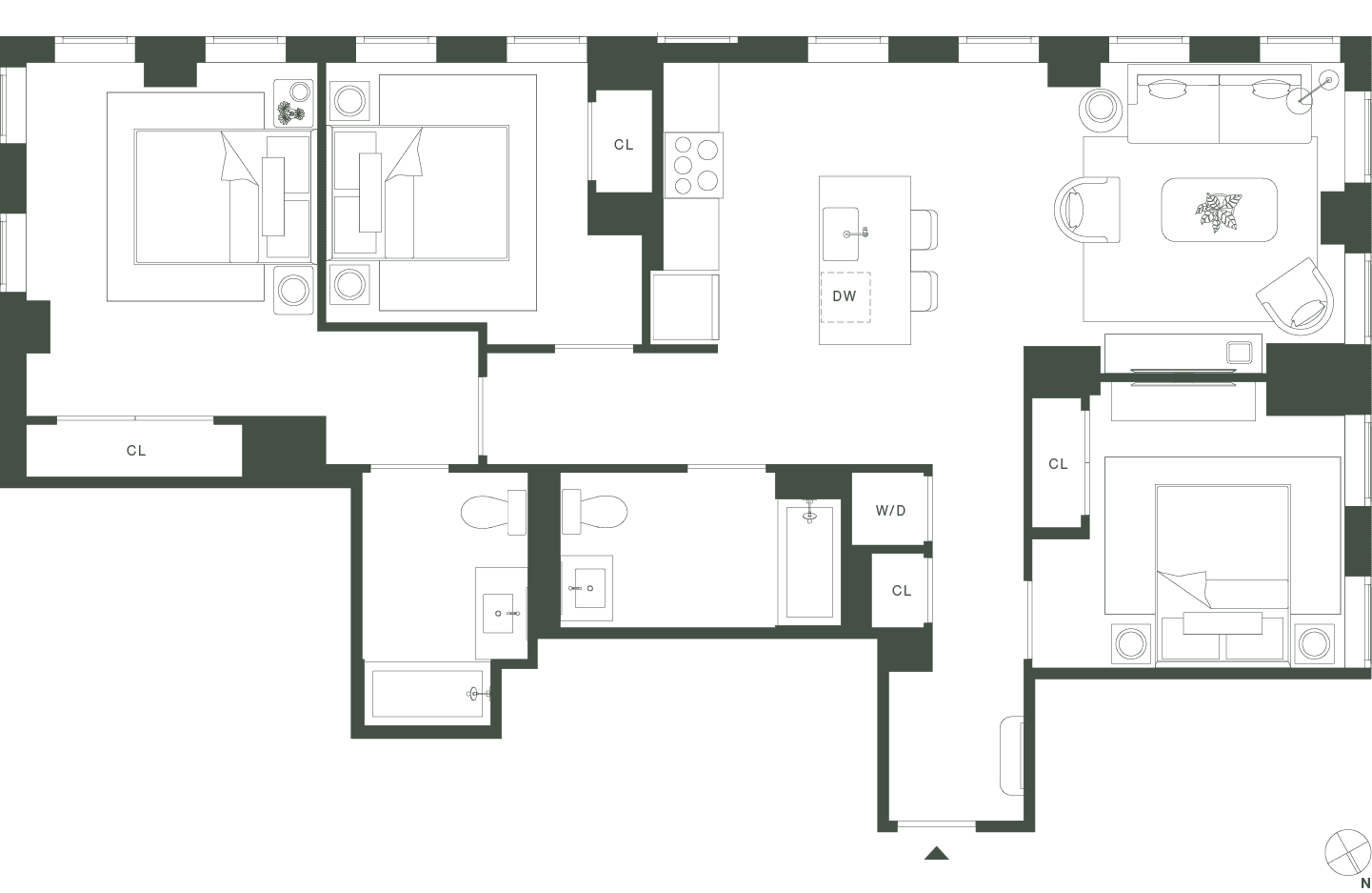 420 Carroll West Tower 2 Floorplan Floors 4-16 - Gowanus Brooklyn