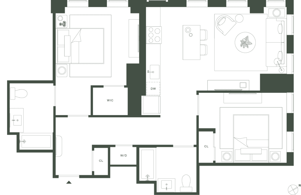 420 Carroll West Tower 3 Floorplan Floors 17-19 - Gowanus Brooklyn